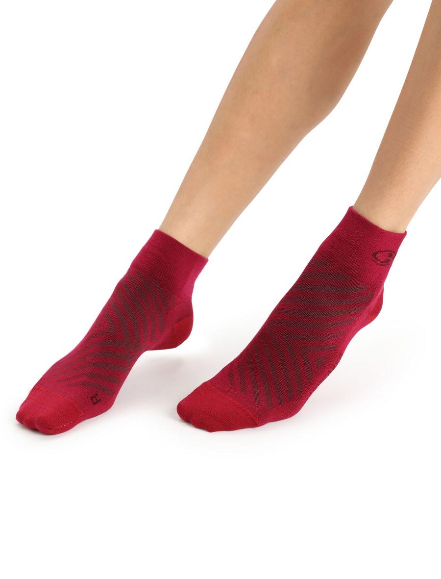 Women's Icebreaker Merino Run+ Ultralight Mini Socks Cherry / Espresso | CA 1537DFMN